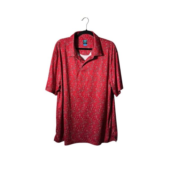 Pro Tour Coolplay Men's 2XL Red Print Short Sleeve Polo Shirt Golf Polyester - Picture 1 of 4